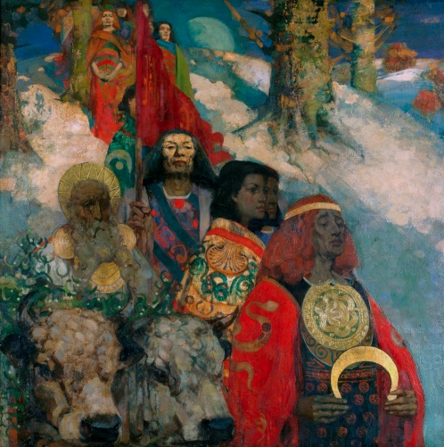 Edward Atkinson Hornel - Druids Bringing In The Mistletoe (c. 1890)